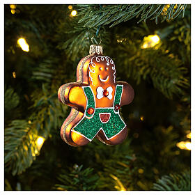 Gingerbread man, Christmas tree decoration in blown glass