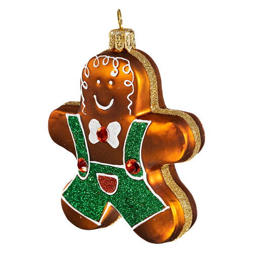 Gingerbread man, Christmas tree decoration in blown glass 3