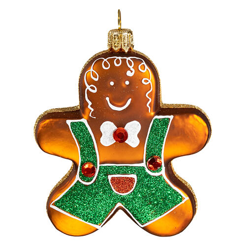 Boneco pão de mel adorno árvore Natal vidro soprado 1