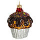 Chocolate muffin, Christmas tree decoration in blown glass s1