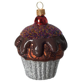Muffin au chocolat décoration verre soufflé Sapin Noël