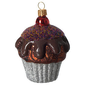Blown glass ornaments: Chocolate Muffin glass blown Christmas tree decoration