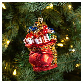 Santa Claus Gift Bag glass blown Christmas tree decoration