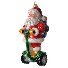 Christbaumschmuck aus mundgeblasenen Glas: Weihnachtsmann auf Segway mundgeblasenen Glas für Tannenbaum