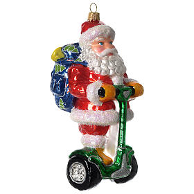Blown glass ornaments: Segway Santa, Christmas tree decoration in blown glass