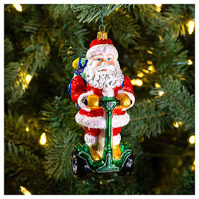 Babbo Natale su Segway addobbo vetro soffiato Albero Natale