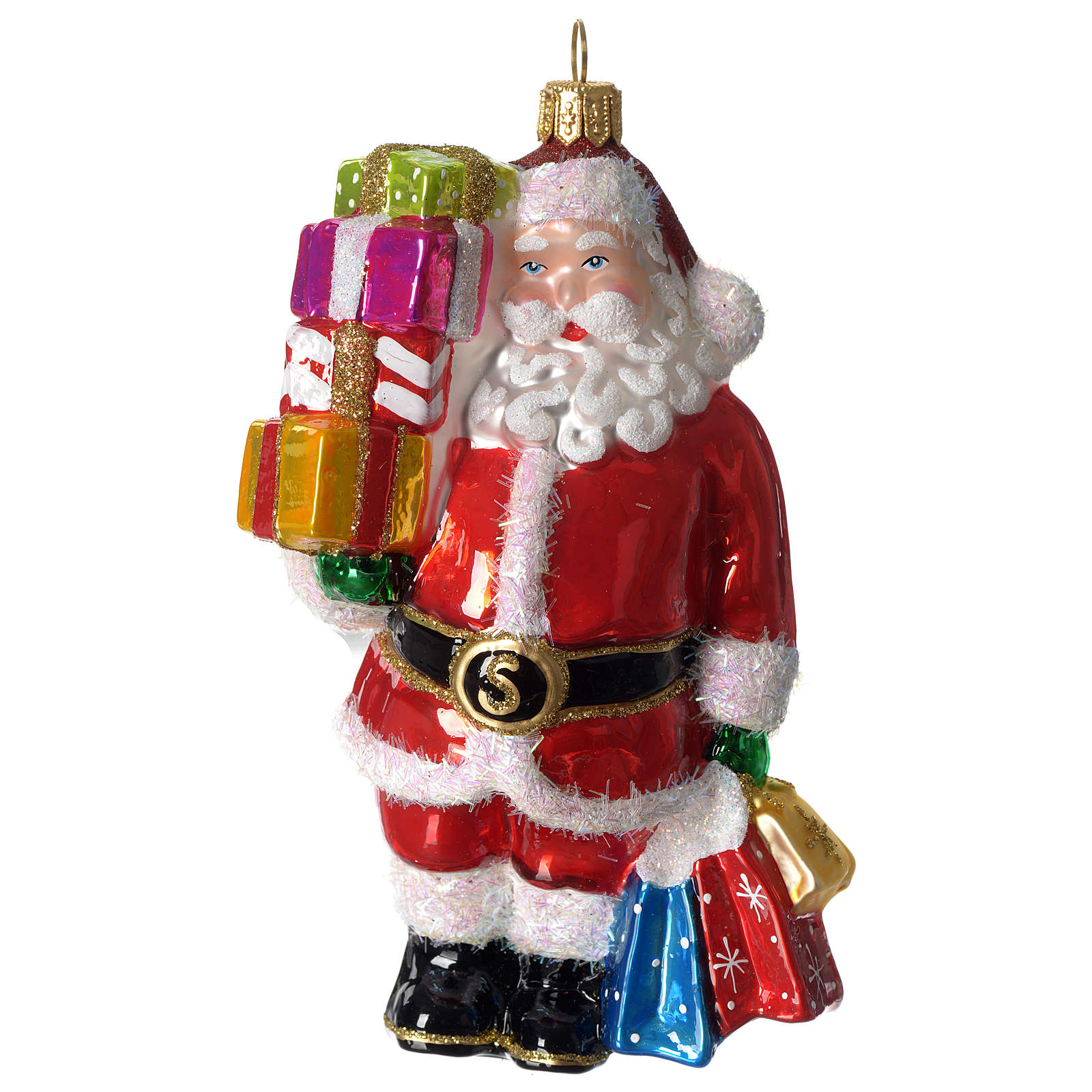 Santa Claus with gifts, Christmas tree decoration in blown | online ...