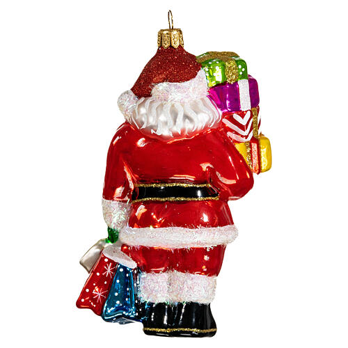 Santa Claus with gifts, Christmas tree decoration in blown glass 5