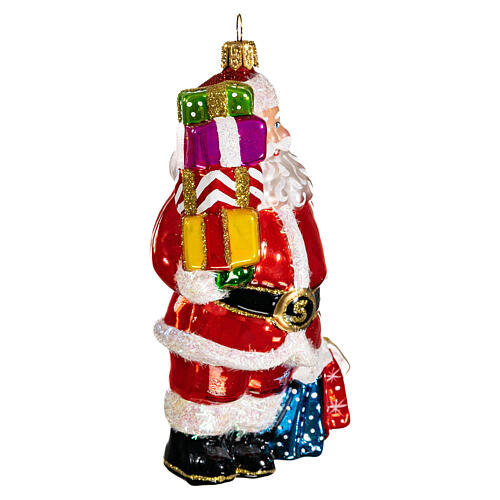 Pai Natal com presentes adorno para árvore Natal vidro soprado 4