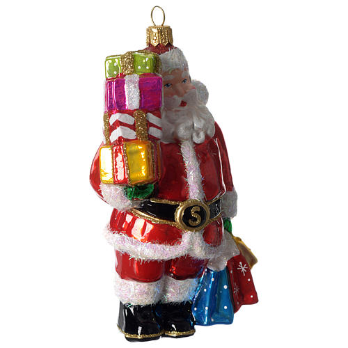 Santa Claus with Gifts blown glass Christmas tree decoration | online ...