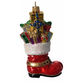 Santa's boot, Christmas tree decoration in blown glass