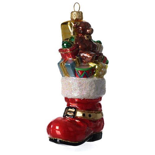 Santa's boot, Christmas tree decoration in blown glass 3
