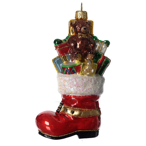 Santa's boot, Christmas tree decoration in blown glass 4