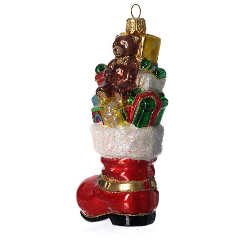 Santa's boot, Christmas tree decoration in blown glass 5