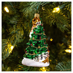 Christmas tree with Snowmen blown glass Christmas tree ornament