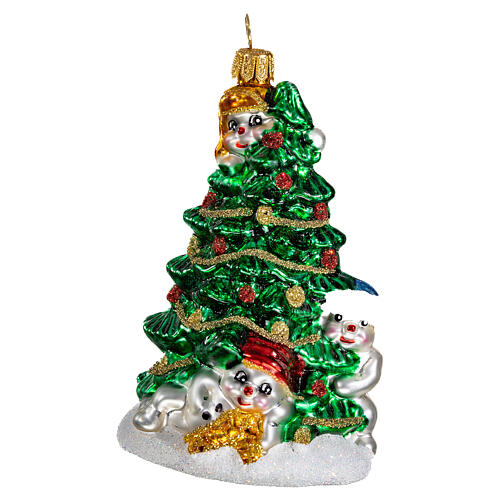 Christmas tree with Snowmen blown glass Christmas tree ornament 1
