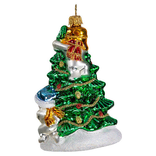 Christmas tree with Snowmen blown glass Christmas tree ornament 5