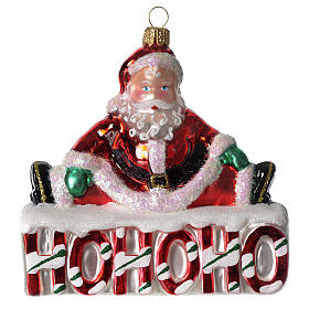 Adornos de vidrio soplado para Árbol de Navidad: HOHOHO Papá Noel adorno vidrio soplado Árbol Navidad