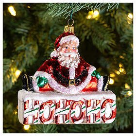 HOHOHO Père Noël décoration verre soufflé Sapin Noël