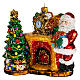 Santa Claus and fireplace, Christmas tree decoration in blown glass s3