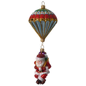 Weihnachtsmann mit Fallschirm, Weihnachtsbaumschmuck aus mundgeblasenem Glas