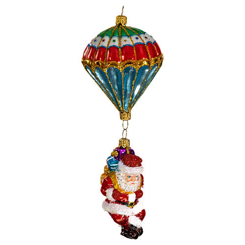 Parachuting Santa, Christmas tree decoration in blown glass 4