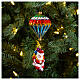 Parachuting Santa, Christmas tree decoration in blown glass s2