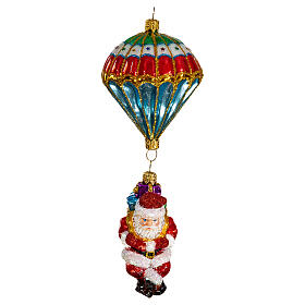 Père Noël avec parachute décoration verre soufflé Sapin Noël