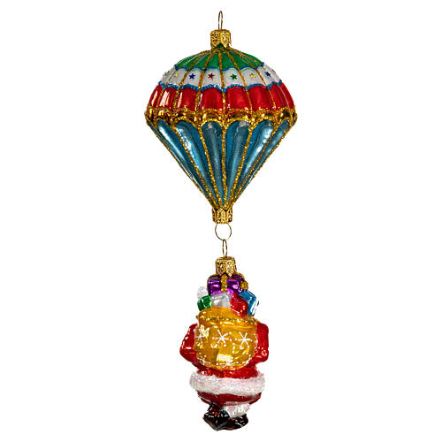 Père Noël avec parachute décoration verre soufflé Sapin Noël 5