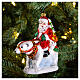 Pai Natal com urso polar adorno para árvore Natal vidro soprado s2