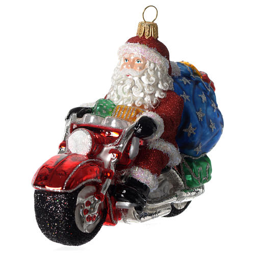 Motorbike Santa, Christmas tree decoration in blown glass | online ...