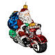 Motorbike Santa, Christmas tree decoration in blown glass s3