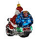 Blown glass Santa Clause on a Motorcycle Christmas ornament s5