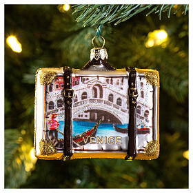 Venice suitcase, Christmas tree decoration in blown glass