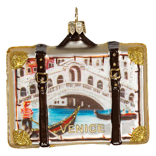 Venice suitcase, Christmas tree decoration in blown glass 1