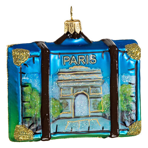 Reisekoffer Paris, Weihnachtsbaumschmuck aus mundgeblasenem Glas 1