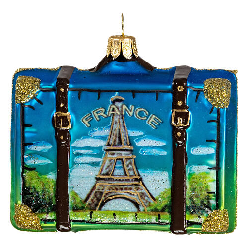 France suitcase, Christmas tree decoration in blown glass 5