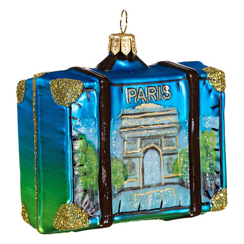 Valise Paris décoration verre soufflé Sapin Noël 3