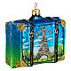 Mala Paris adorno vidro soprado para árvore Natal s4