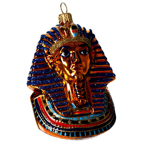 Máscara de Tutankhamon adorno vidrio soplado Árbol Navidad 1
