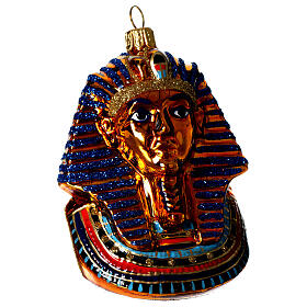 Máscara de Tutancámon adorno vidro soprado para árvore Natal