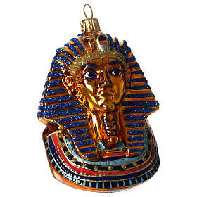 Tutankhamun mask Christmas tree blown glass ornament