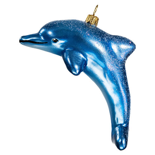 Delfin, Weihnachtsbaumschmuck aus mundgeblasenem Glas 1