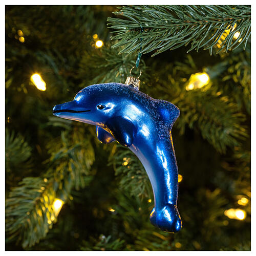 Delfin, Weihnachtsbaumschmuck aus mundgeblasenem Glas 2