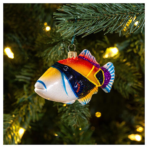 Peixe-porco adorno vidro soprado para árvore Natal 2
