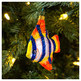Acará-bandeira adorno vidro soprado para árvore Natal