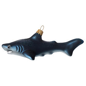 White shark, Christmas tree decoration in blown glass