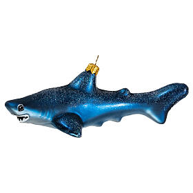 White shark, Christmas tree decoration in blown glass