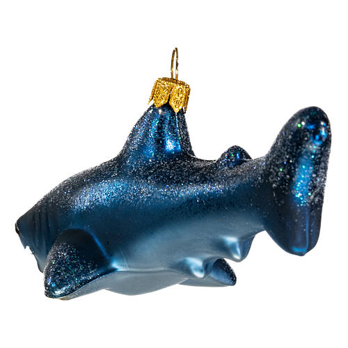 White shark, Christmas tree decoration in blown glass 5