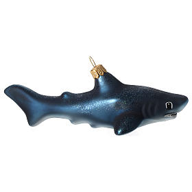 Grand requin blanc décoration verre soufflé Sapin Noël